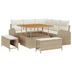Garten-Sofa-Set mit Kissen mit Speicher 8 pcs Beige und Creme