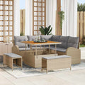 Garten-Sofa-Set mit Kissen 8 pcs Beige und Hellgrau