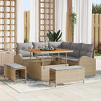 Garten-Sofa-Set mit Kissen 8 pcs Beige und Hellgrau