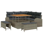Garten-Sofa-Set mit Kissen mit Speicher 8 pcs Grau