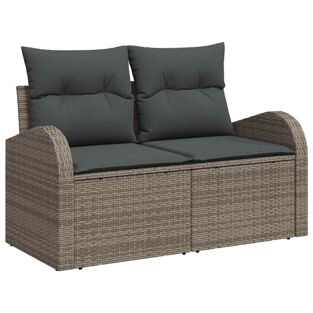 Garten-Sofa-Set mit Kissen mit Speicher 8 pcs Grau