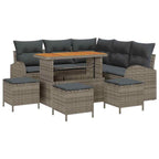 Garten-Sofa-Set mit Kissen mit Speicher 9 pcs Grau