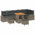 Garten-Sofa-Set mit Kissen mit Speicher mit Kissen 9 pcs Grau