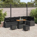Garten-Sofa-Set mit Kissen mit Speicher 9 pcs Schwarz