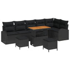 Garten-Sofa-Set mit Kissen mit Speicher 9 pcs Schwarz