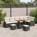 Garten-Sofa-Set mit Kissen mit Speicher 9 pcs Schwarz und Creme