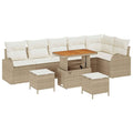 Garten-Sofa-Set mit Kissen mit Speicher 9 pcs Beige und Creme