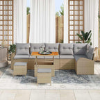 Garten-Sofa-Set mit Kissen mit Kissen 9 pcs Beige und Hellgrau
