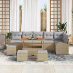 Garten-Sofa-Set mit Kissen mit Kissen 10 pcs Beige und Hellgrau
