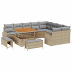 Garten-Sofa-Set mit Kissen 12 pcs Beige und Hellgrau