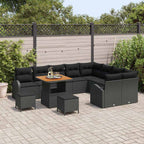 Garten-Sofa-Set mit Kissen mit Speicher 12 pcs Schwarz