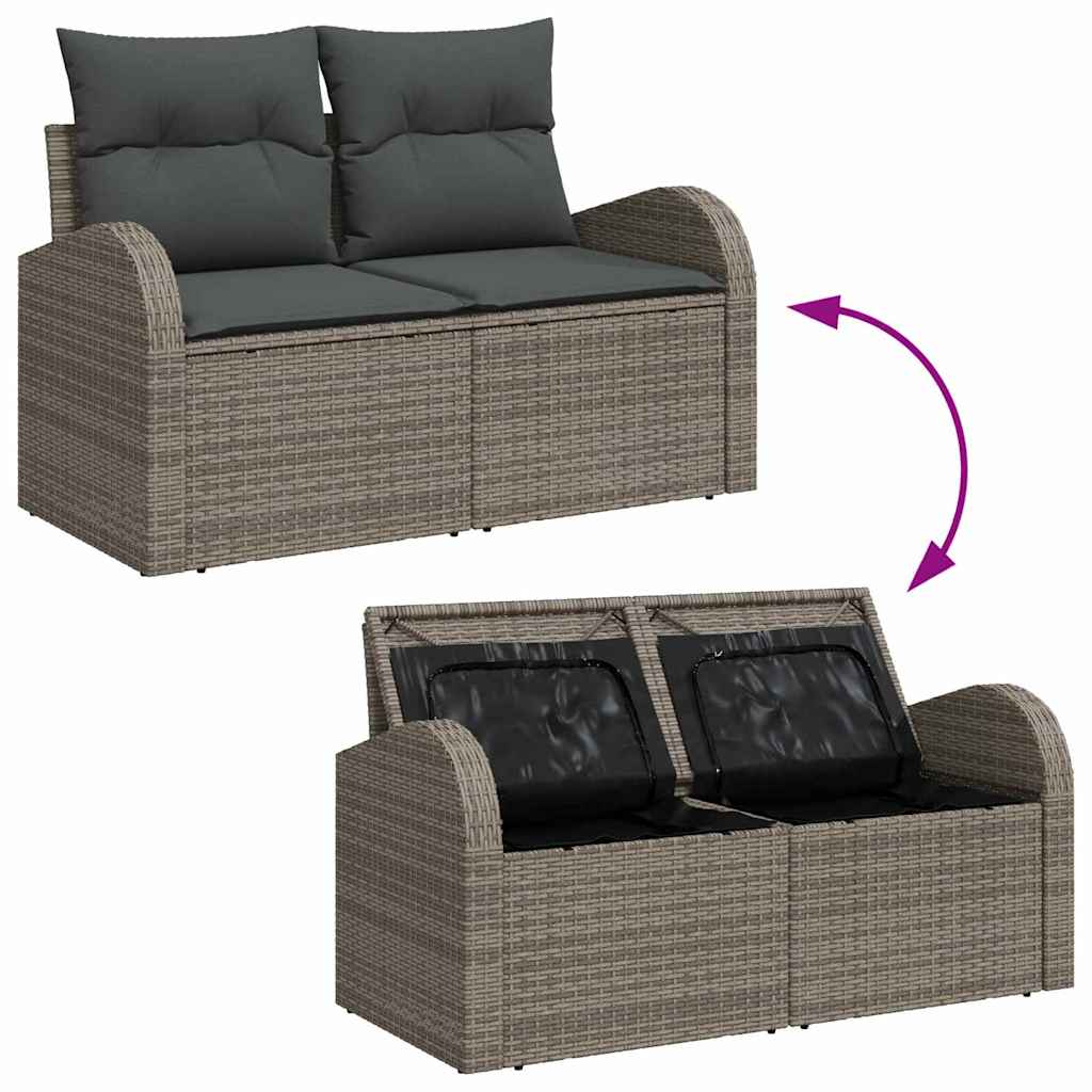 Garten-Sofa-Set mit Kissen mit Speicher 12 pcs Grau
