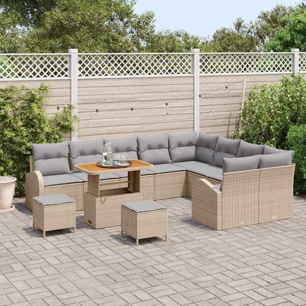 Garten-Sofa-Set mit Kissen 12 pcs Beige und Hellgrau