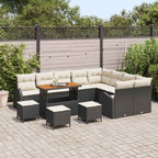Garten-Sofa-Set mit Kissen 13 pcs Schwarz und Creme