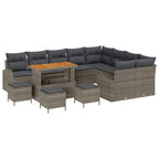 Garten-Sofa-Set mit Kissen mit Speicher 13 pcs Grau