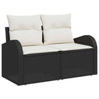 Garten-Sofa-Set mit Kissen 13 pcs Schwarz und Creme