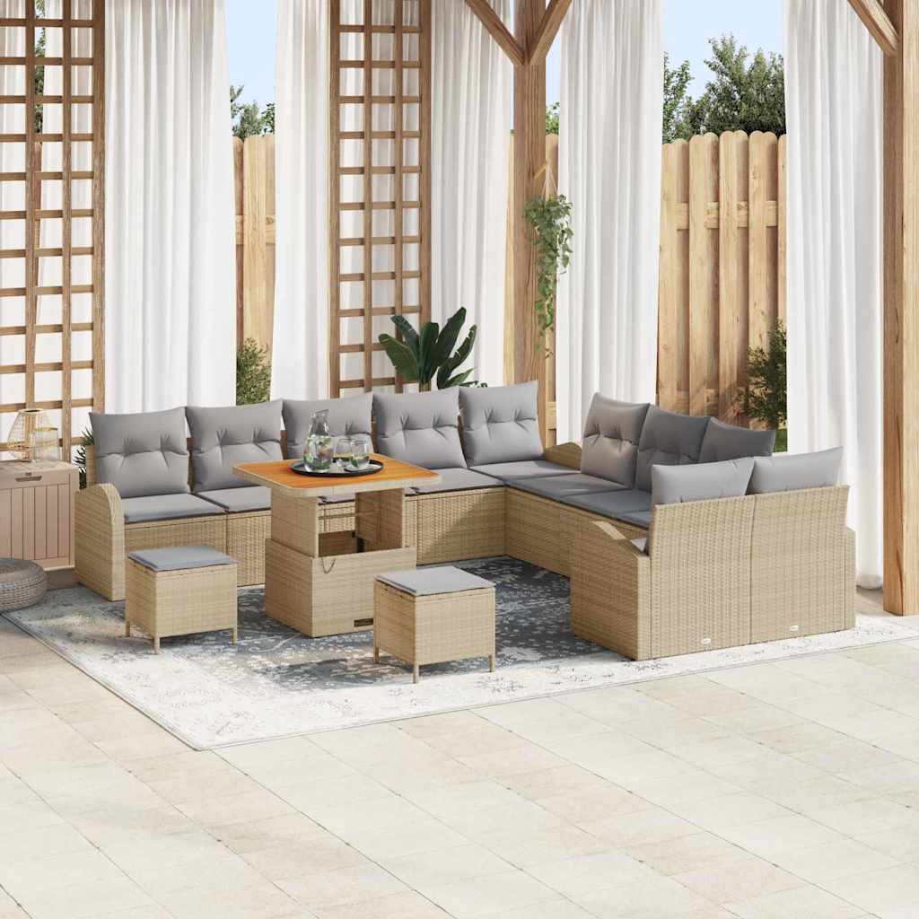 Garten-Sofa-Set mit Kissen 13 pcs Beige und Hellgrau