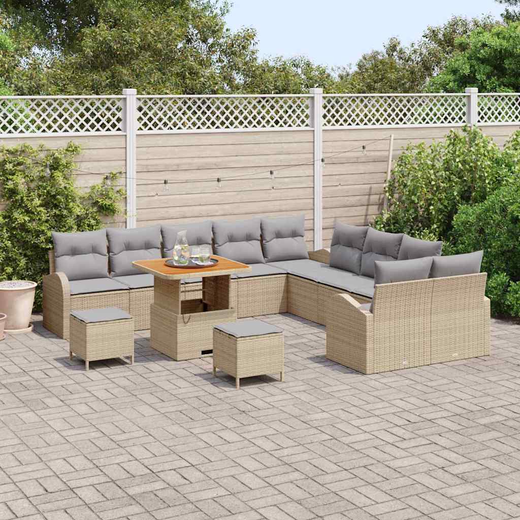 Garten-Sofa-Set mit Kissen 13 pcs Beige und Hellgrau