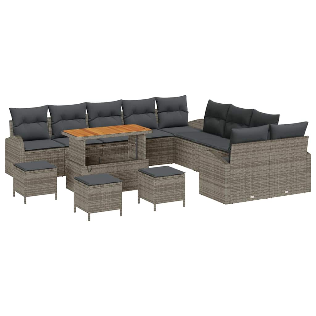 Garten-Sofa-Set mit Kissen mit Speicher 14 pcs Grau