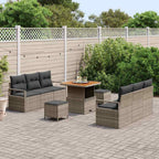 Garten-Sofa-Set mit Speicher 9 pcs Grau Poly Rattan