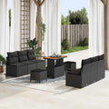 Garten-Sofa-Set mit Speicher 9 pcs Schwarz Poly Rattan