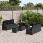 Garten-Sofa-Set mit Speicher 9 pcs Schwarz Poly Rattan