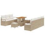 Garten-Sofa-Set mit Kissen mit Speicher 10 pcs Beige und Creme