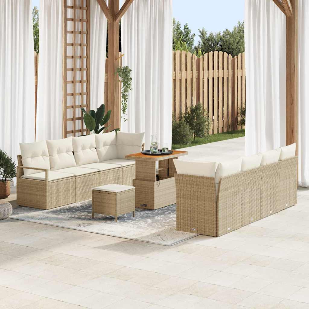 Garten-Sofa-Set mit Kissen Beige und Creme 90 x 55 x 71 cm