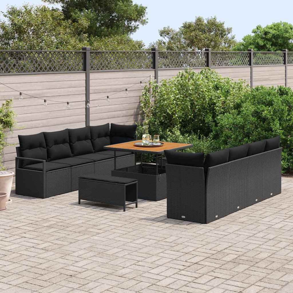 Garten-Sofa-Set mit Kissen mit Kissen Schwarz 100 x 100 x 71 cm