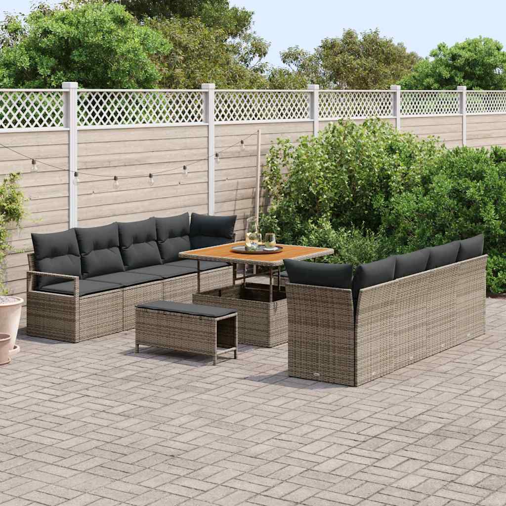 Garten-Sofa-Set mit Kissen mit Speicher Grau 100 x 100 x 71 cm