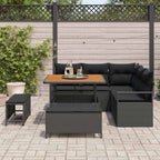 Garten-Sofa-Set mit Kissen mit Speicher 8 pcs Schwarz