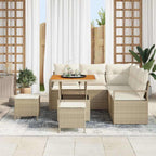 Garten-Sofa-Set mit Kissen mit Speicher 8 pcs Beige und Creme