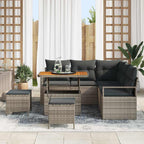 Garten-Sofa-Set mit Kissen mit Speicher 8 pcs Grau