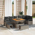 Garten-Sofa-Set mit Kissen mit Speicher 9 pcs Grau