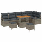 Garten-Sofa-Set mit Kissen mit Speicher 9 pcs Grau