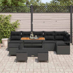 Garten-Sofa-Set mit Kissen mit Speicher 10 pcs Schwarz