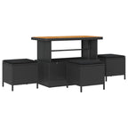 Garten-Sofa-Set mit Kissen mit Speicher 10 pcs Schwarz