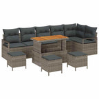 Garten-Sofa-Set mit Kissen mit Speicher 10 pcs Grau