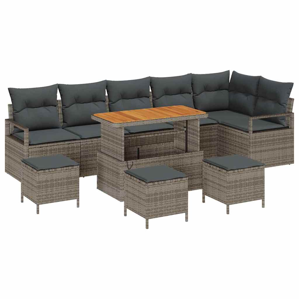 Garten-Sofa-Set mit Kissen mit Speicher 10 pcs Grau