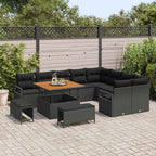 Garten-Sofa-Set mit Kissen mit Speicher 12 pcs Schwarz