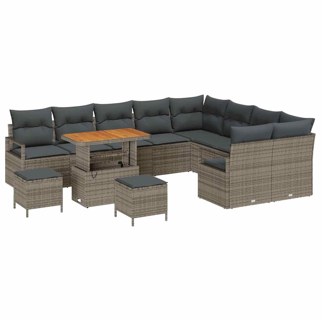 Garten-Sofa-Set mit Kissen mit Speicher 12 pcs Grau