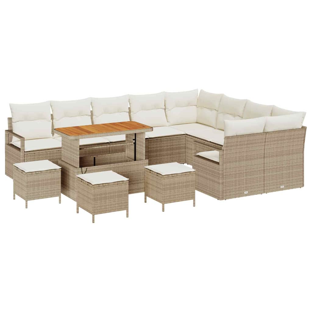 Garten-Sofa-Set mit Kissen mit Speicher 13 pcs Beige und Creme