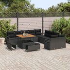 Garten-Sofa-Set mit Kissen mit Speicher 13 pcs Schwarz