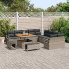 Garten-Sofa-Set mit Kissen mit Speicher 13 pcs Grau