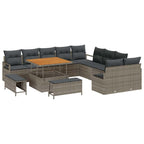 Garten-Sofa-Set mit Kissen mit Speicher 13 pcs Grau