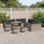 Garten-Sofa-Set mit Kissen mit Speicher 14 pcs Grau