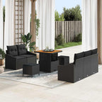 Garten-Sofa-Set mit Kissen mit Speicher 8 pcs Schwarz
