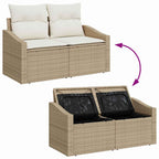 Garten-Sofa-Set mit Kissen mit Speicher 8 pcs Beige und Creme