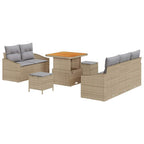 Garten-Sofa-Set mit Kissen 8 pcs Beige und Hellgrau