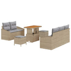 Garten-Sofa-Set mit Kissen 8 pcs Beige und Hellgrau